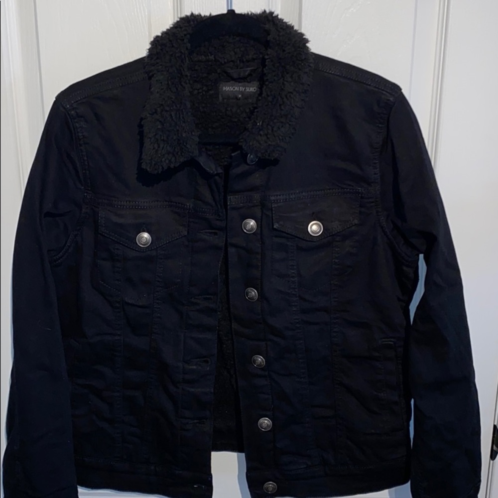 “Sherpa” lined black “jean” jacket